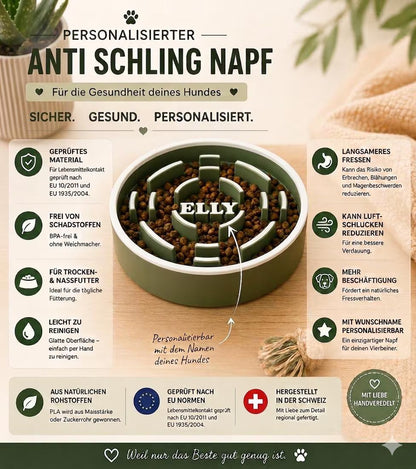 Antischlingnapf für Hunde – personalisiert mit Namen