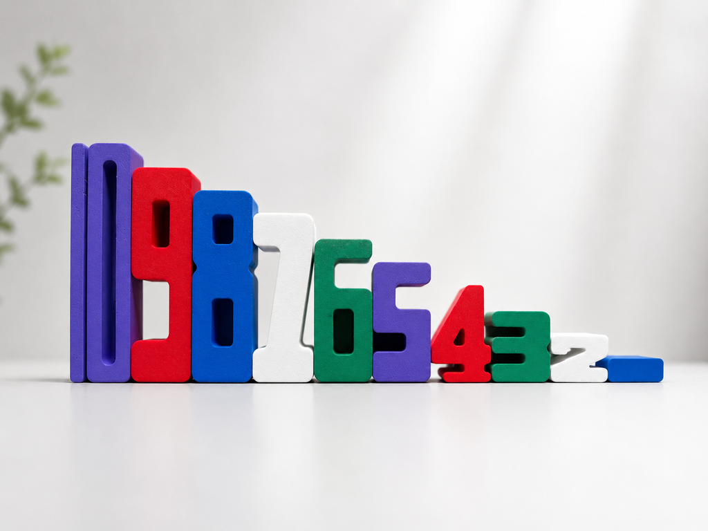 Numbini Zahlenwelt mit den Zahlen 1 bis 10 in bunten Farben zum spielerischen Lernen von Zahlen und Mengenverständnis.